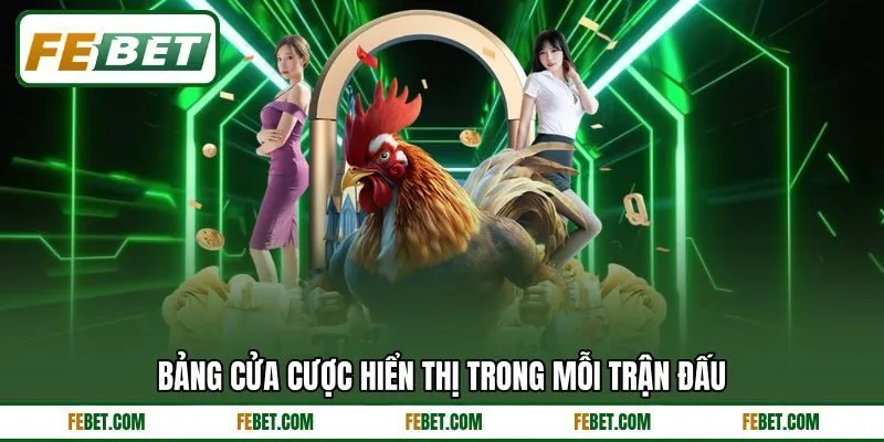 Bảng cửa cược hiển thị trong mỗi trận đấu Bảng cửa cược hiển thị trong mỗi trận đấu