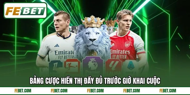 Bảng cược hiển thị đầy đủ trước giờ khai cuộc