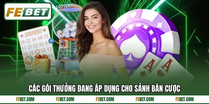 Các gói thưởng đang áp dụng cho sảnh bàn cược