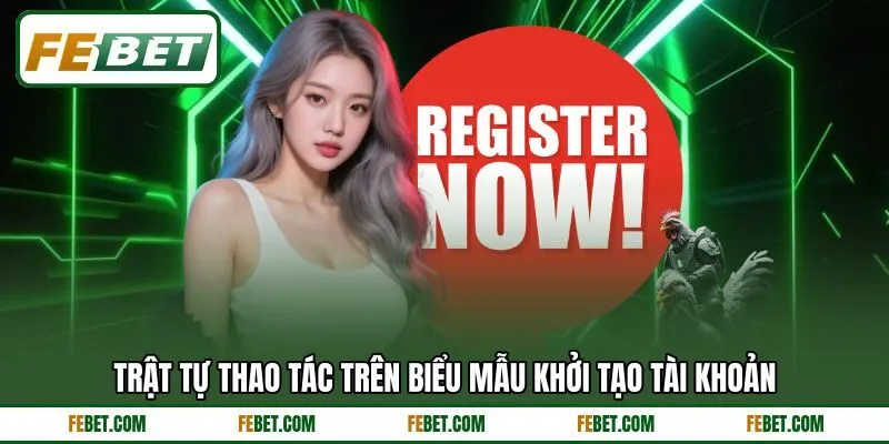 Trật tự thao tác trên biểu mẫu khởi tạo tài khoản